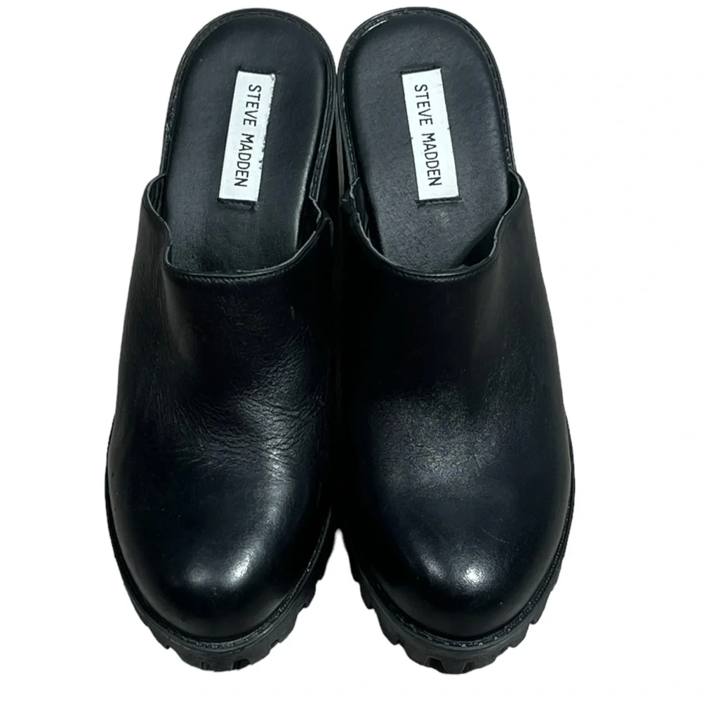 Steve Madden Black Platform Mules - Picture 10 of 13